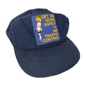 Y2K Get em Down Safely with AIR TRAFFIC CONTROL Trucker hat Aviation RARE 80's